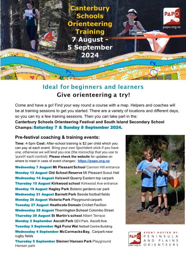 3.1 2024 Schools orienteering TRAINING flyer